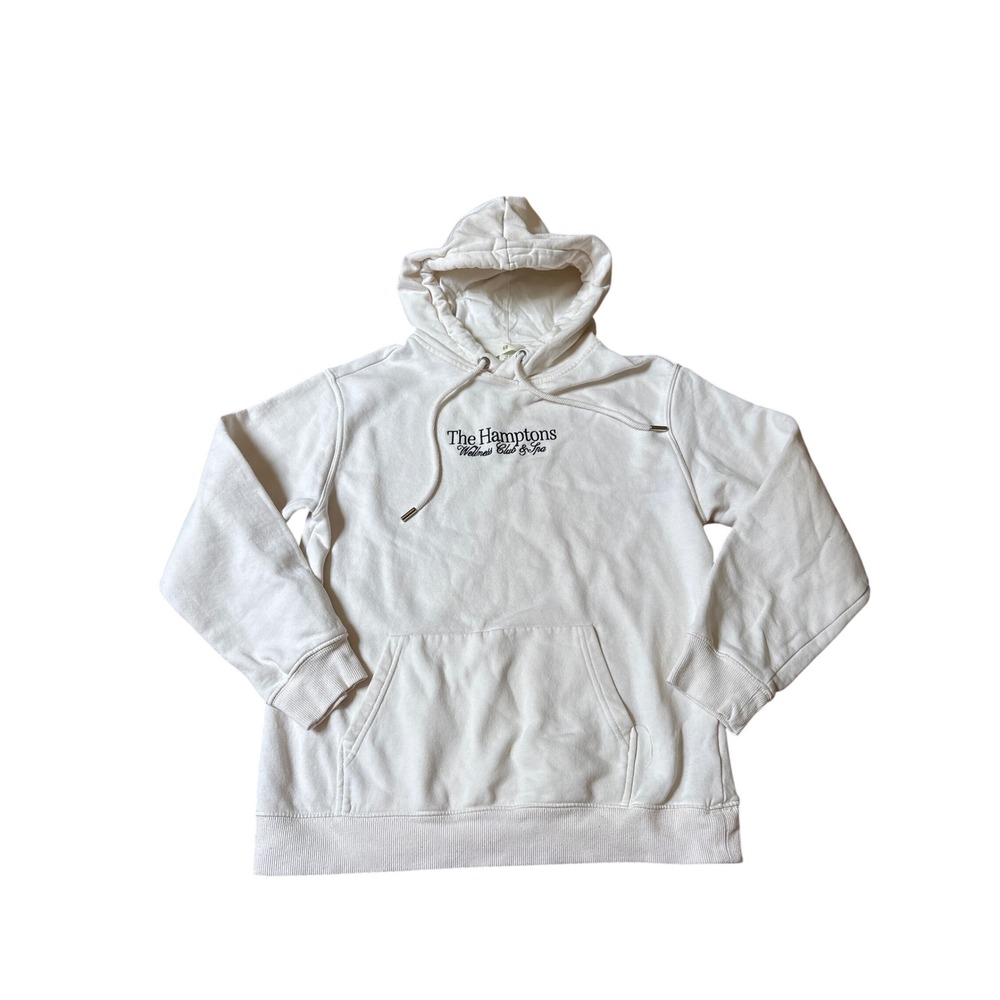 H&M The Hamptons Hoodie Women White Wellness‎ Club Graphic Sweatshirt SIZE XS